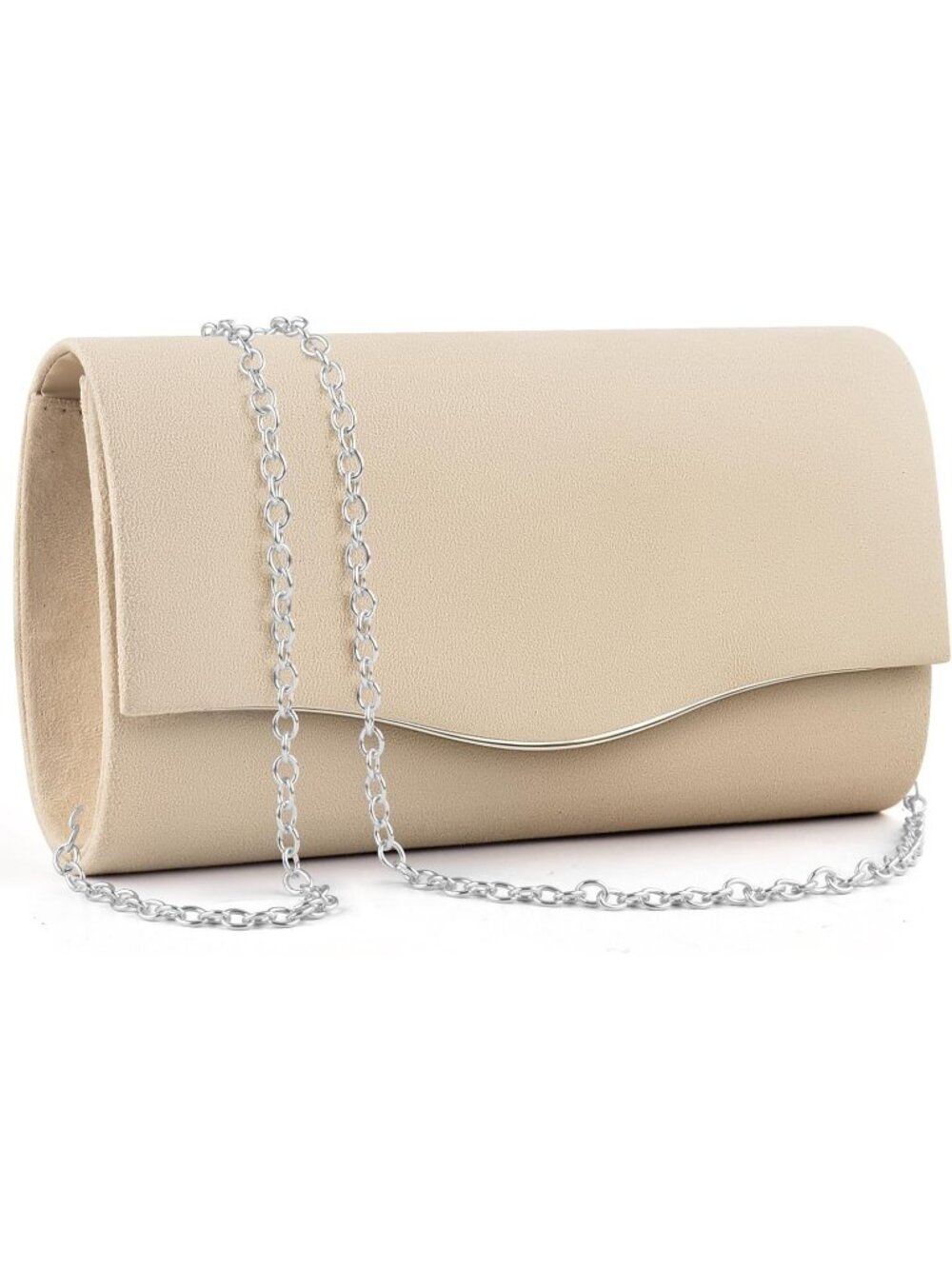 Women's D Apricot Suede Envelope Clutch Purse Formal Evening Wedding Party Bag